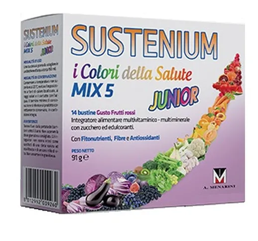 Sustenium I Colori della Salute Mix 5 Junior Integratore Vitamine e Minerali 14 Buste