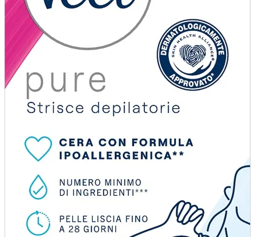 Veet Minima Strisce Depilatorie Ascelle e Bikini 16 Pezzi