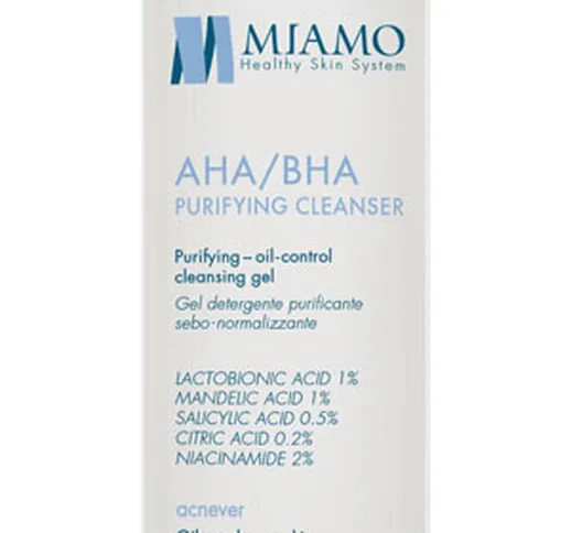 MIAMO ACNEVER AHA/BHA PURIFYING CLEANSER 250 ML GEL DETERGENTE PURIFICANTE SEBO-NORMALIZZA...