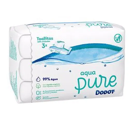 DODOT PURE 99% agua toallitas húmedas 144 uds