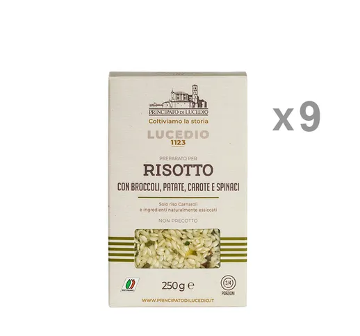 9 confezioni 250 gr - Risotto Broccoli, Patate, Carote, Spinaci