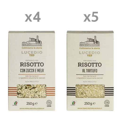 9 confezioni miste 250 gr: Risotto Zucca e Mela - Risotto Tartufo