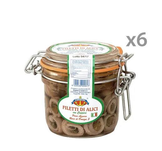 Filetti di Alici con Capperi - 6 vasetti 230 gr