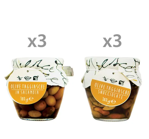 6 orci misti: Olive in Salamoia 180 gr - Olive Denocciolate 180 gr