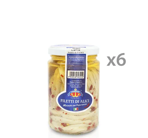 6 vasetti - Alici Marinate al peperoncino 300 gr