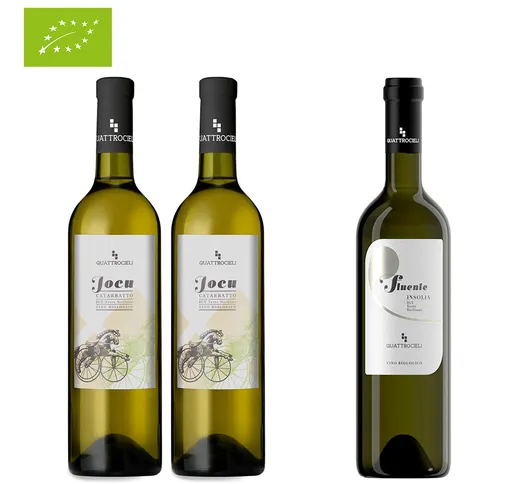 3 bottiglie miste: 2 Jocu Catarratto 2019 - 1 Fluente Insolia IGT Terre Siciliane 2020