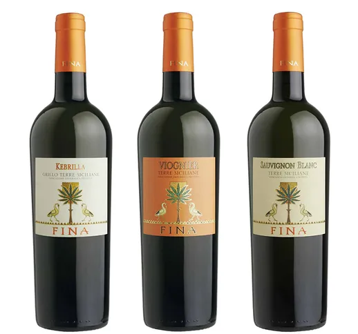 3 bottiglie miste: "Kebrilla" Grillo BIO Sicilia DOC 2020 - "Vola Vola" Viognier Terre Sic...