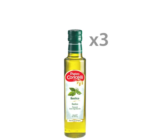 3 bottiglie - Olio Evo Aromatizzato "Basilico" 250 ml