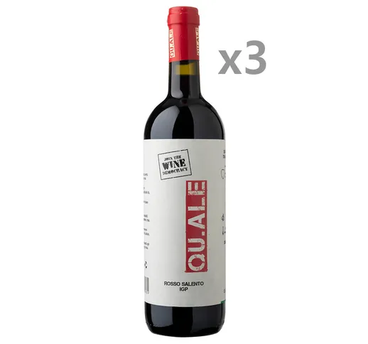 3 bottiglie - "QU.ALE" Salento Rosso IGP 2019 - Il primo vino Democratico