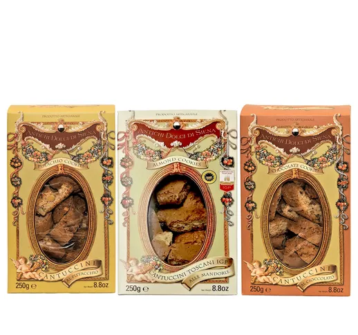 3 confezioni Cantucci assortiti da 250 gr: Cantuccio Toscano Igp alla Mandorla - Cantuccio...