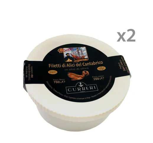 2 vasetti da 700 gr - Filetti di Alici del Mar Cantabrico in Olio d'Oliva "Manuel"