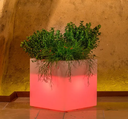 Vaso CUBE POT BRIGHT RED LIGHT  40x40X40