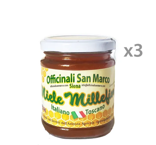3 confezioni - Miele Millefiori Toscano delle Crete senesi da 250 gr
