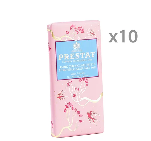 10 Tavolette 70 gr - Cioccolato fondente 56% con sale rosa dell'Himalaya