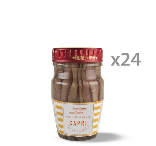 24 vasetti - Filetti di Acciughe Capri in olio di girasole 80 gr
