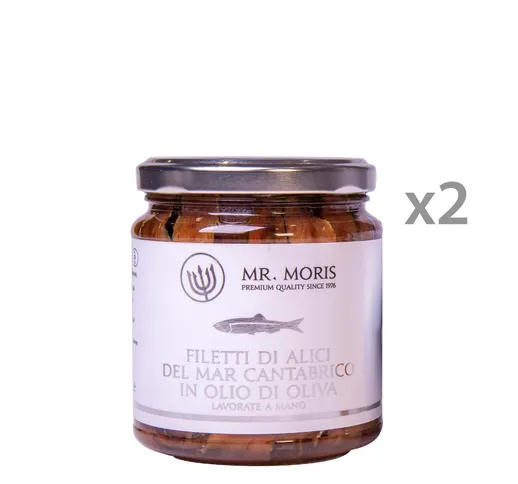 2 vasetti - Filetti di Alici del Mar Cantabrico in Olio di Oliva Kosher 320 gr