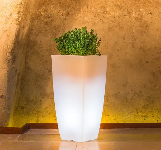 Vaso STILO SQUARE BRIGHT 33x33 - H 70 LED a batteria e solare, multicolore