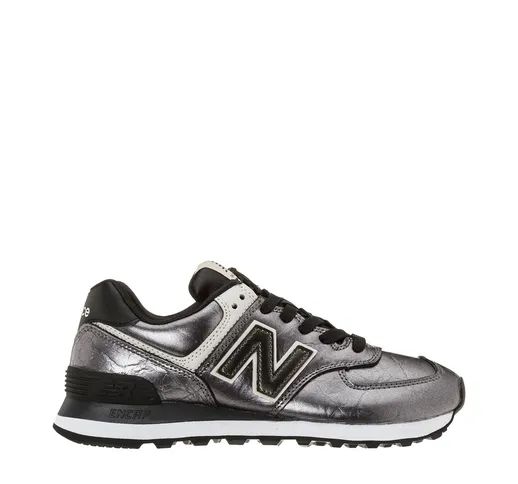 Sneakers New Balance 574 in pelle antracite metallizzato