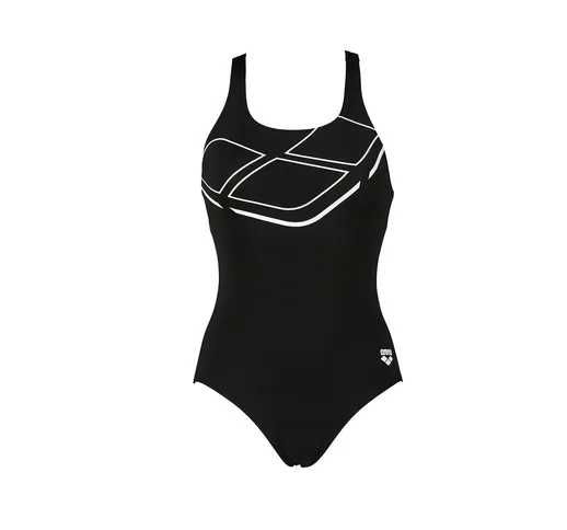 Arena costume intero  W ESSENTIALS SWIM PRO BACK ONE PIECE LB nero e bianco