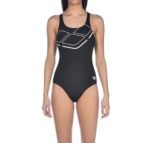 Arena costume intero  W ESSENTIALS SWIM PRO BACK ONE PIECE nero e bianco