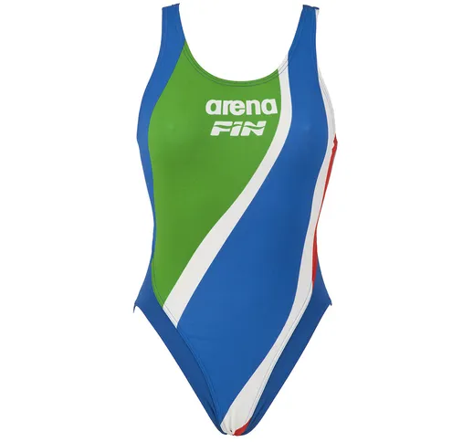 Arena costume intero  W EXTENSION LINE HIGH ONE PIECE blu royal e bianco