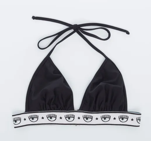 Chiara Ferragni top bikini maxi logomania nero