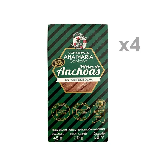 Acciughe del Cantabrico - 4 latte da 50 ml