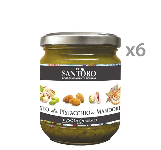 6 vasetti - Pesto di pistacchio e mandorle 180 gr