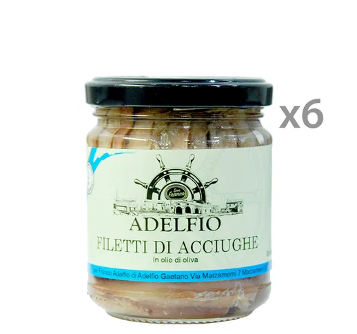 6 vasetti - Filetti di Acciughe all'olio d'oliva 200 gr