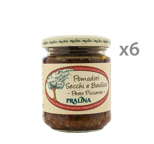 6 vasetti - Pesto piccante Pomodori secchi e Basilico 180 gr