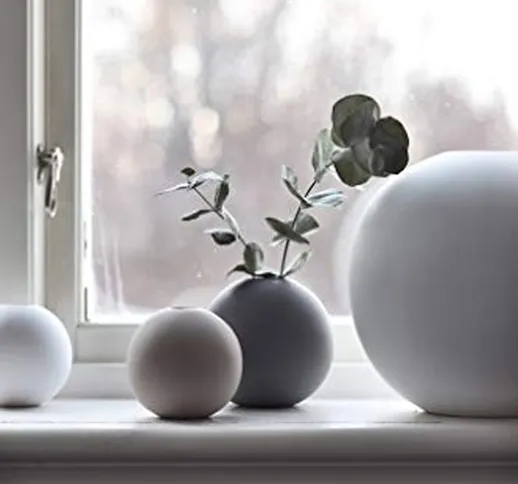 Cooee Design - Vaso sferico in Ceramica, 20 cm, Colore: Bianco