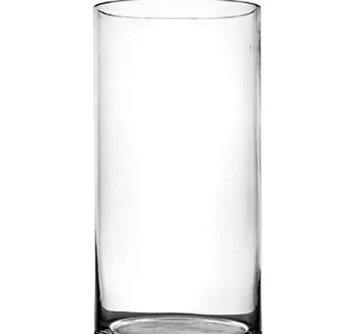 Altezza 25 cm a mano in vetro trasparente cilindro vaso di fiori