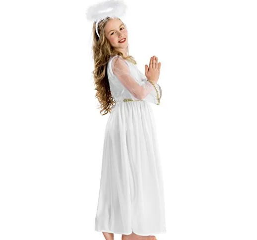 dressforfun Costume da bambina - Incantevole angelo | Lungo vestito con maniche scampanate...