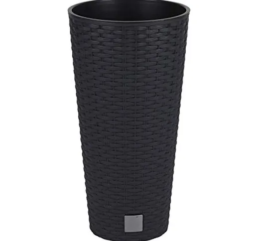 Vaso per fiori o piante, in rattan, elegante, alto, di grandi dimensioni, per interni ed e...