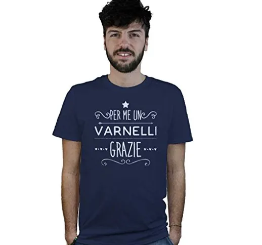 T-Shirt per Me Un Varnelli, Maglietta Divertente Blu, Frase Simpatica, liquore, Cocktail,...