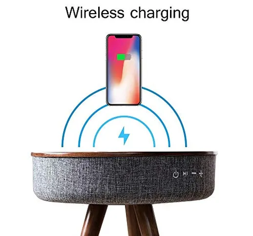 Wirelesscharging Sgabello 4,2 Versione Bluetooth Altoparlante Stereo in Legno Rimovibile A...