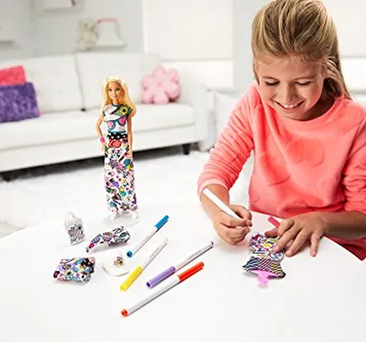Barbie- Crayola Colora la Moda, con Pennarelli e Abiti da Colorare, FPH90