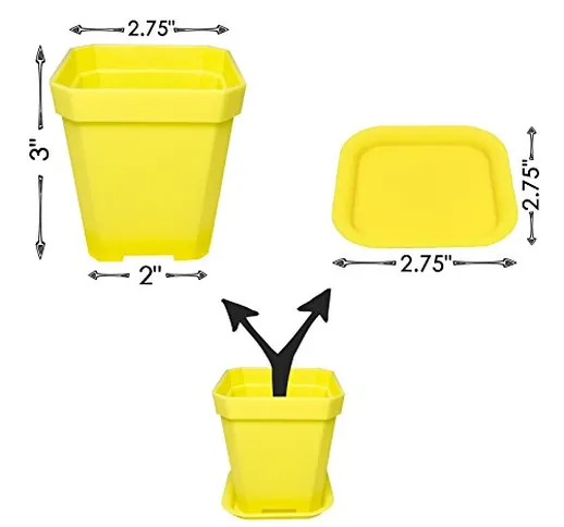 KORAM 14-Pack vasi da Fiori Colorati da 2,7 Pollici Quadrato plastica Vaso Pot fioriera Va...