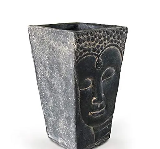 Aalami Buddha Face Vaso in Ceramica 26 cm, Realizzato a Mano, in Terracotta, per Fiori e P...