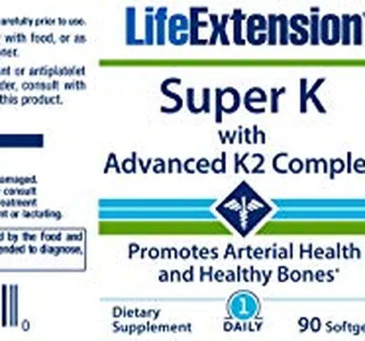 Life extension super K with Advanced K2 Complex 90 Softgels