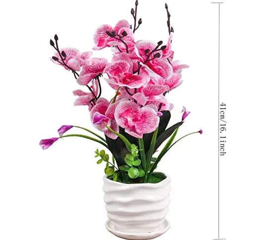 U'Artlines Phalaenopsis Finta Orchidea Artificiale in Un Vaso in Ceramica per Decorazione...