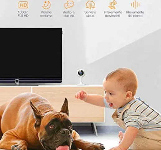 Apeman FHD 1080P Baby Monitor Telecamera wifi Interno,Videocamera di Sorveglianza Telecame...