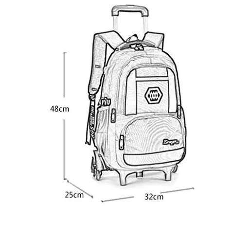 Trolley THBEIBEI Borse di Scuola del Carrello dello Zaino a Ruote dei Bagagli di rotolamen...