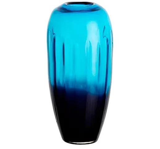 CRISTALICA Vaso per Fiori Vaso in Vetro Collezione Vaso Blu Laguna 30 cm Fatto a Mano