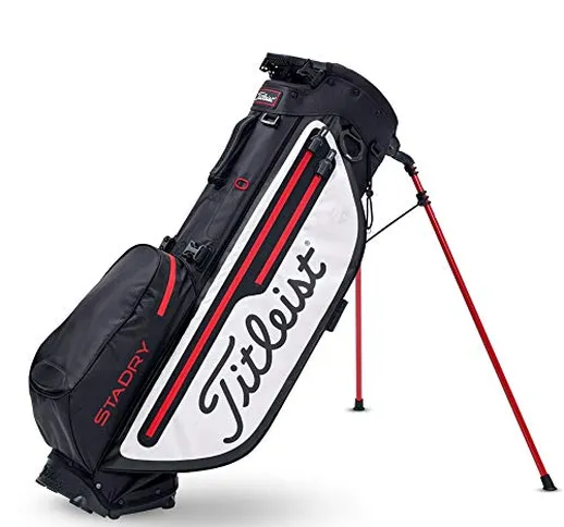 TITLEIST - Borsa per Mazze da Golf Players 4 + StaDry Colore Nero/Bianco/Rosso, da Uomo, T...