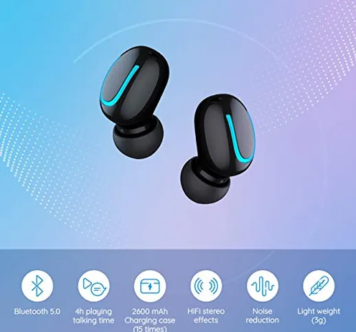 NKKO Cuffie Bluetooth 5.0, Auricolari Wireless Hi-Fi Stereo Leggeri Impermeabili IPX5, Ear...
