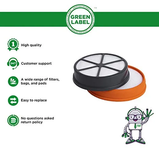 Green Label Kit di Filtro Pre-Motore e Filtro HEPA Post-Motore per gli Aspirapolvere Vax A...