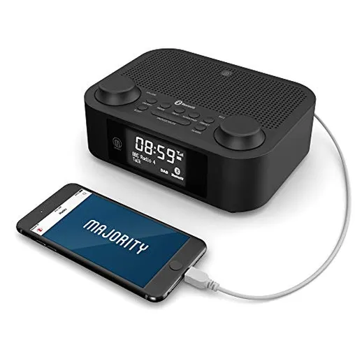 Majority Fulbourn II DAB + DAB Radio digitale, radio FM, Bluetooth wireless, doppia svegli...