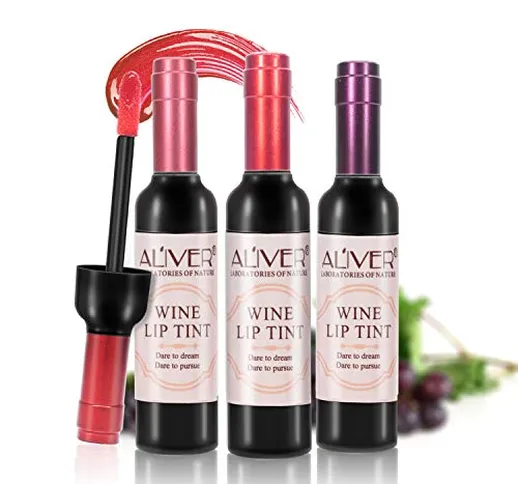 6 colori vino Lip Tint, rossetto liquido naturale Long Lasting Mini Make Up Lip Gloss Matt...