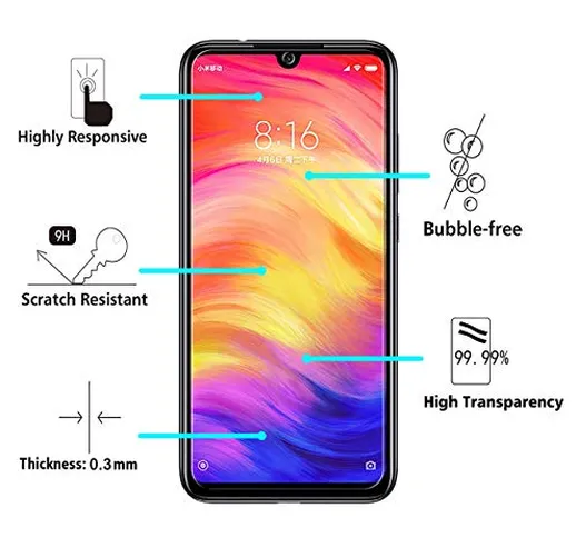 Amzuun Xiaomi Redmi Note 7 / Redmi Note 7 PRO Vetro Temperato, [3xPack] [2.5D Full Screen...